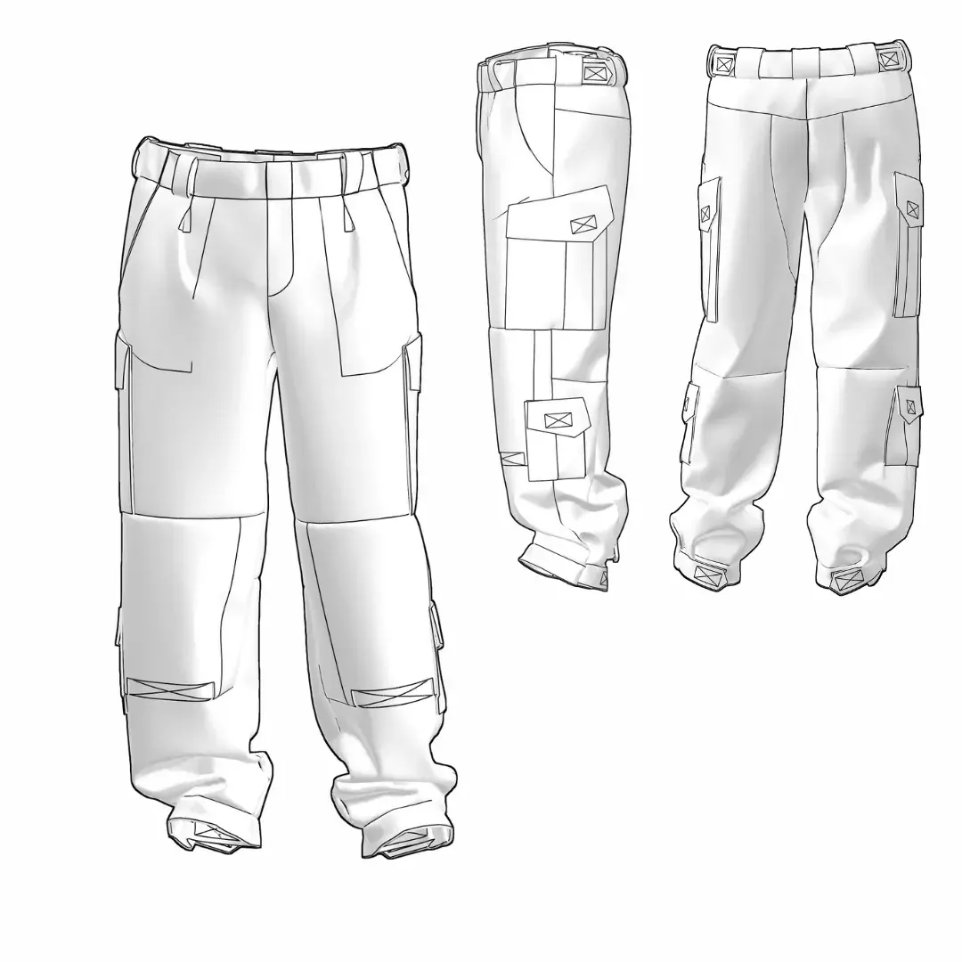 technical drawing of pants